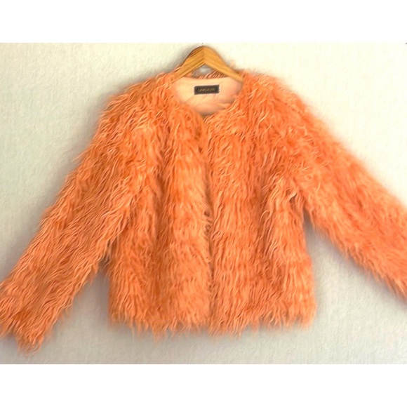 lanshifei Jackets & Blazers - Lanshifei peach shaggy teddy faux fur jacket